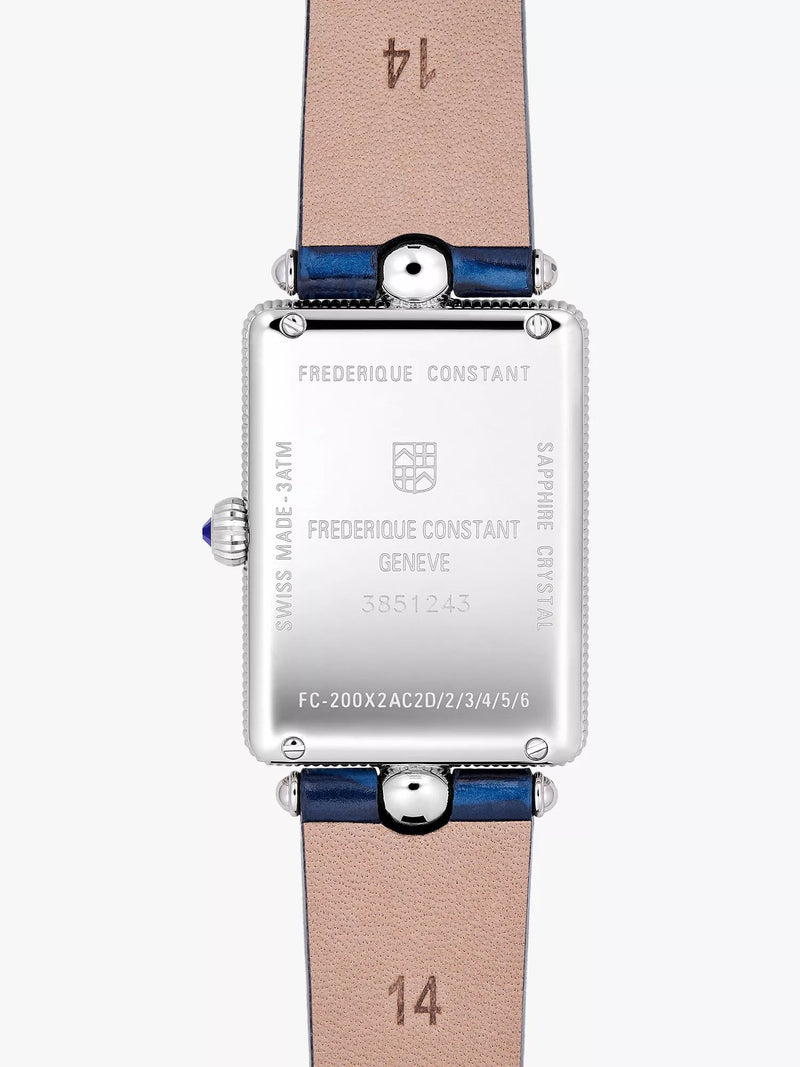 Frederique Constant Classics Art Deco Carree automatic watch blue leather strap - British product