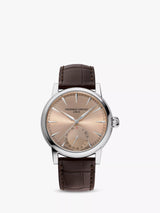 John Lewis Frederique Constant FC-706 Men's Classic Date Manufacture Leather Strap Watch, Salmon/Silver- Buy online at McGrocer