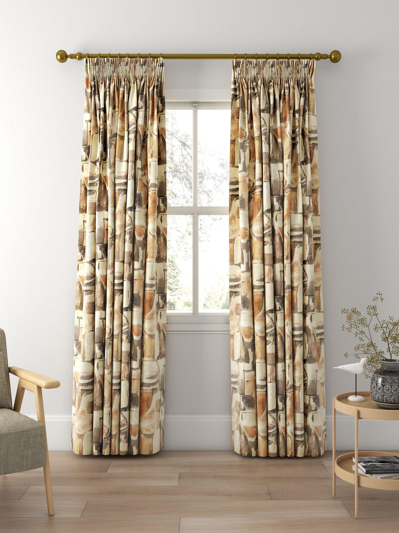 Clarke & Clarke Figura curtains in Linen/Charcoal, UK version