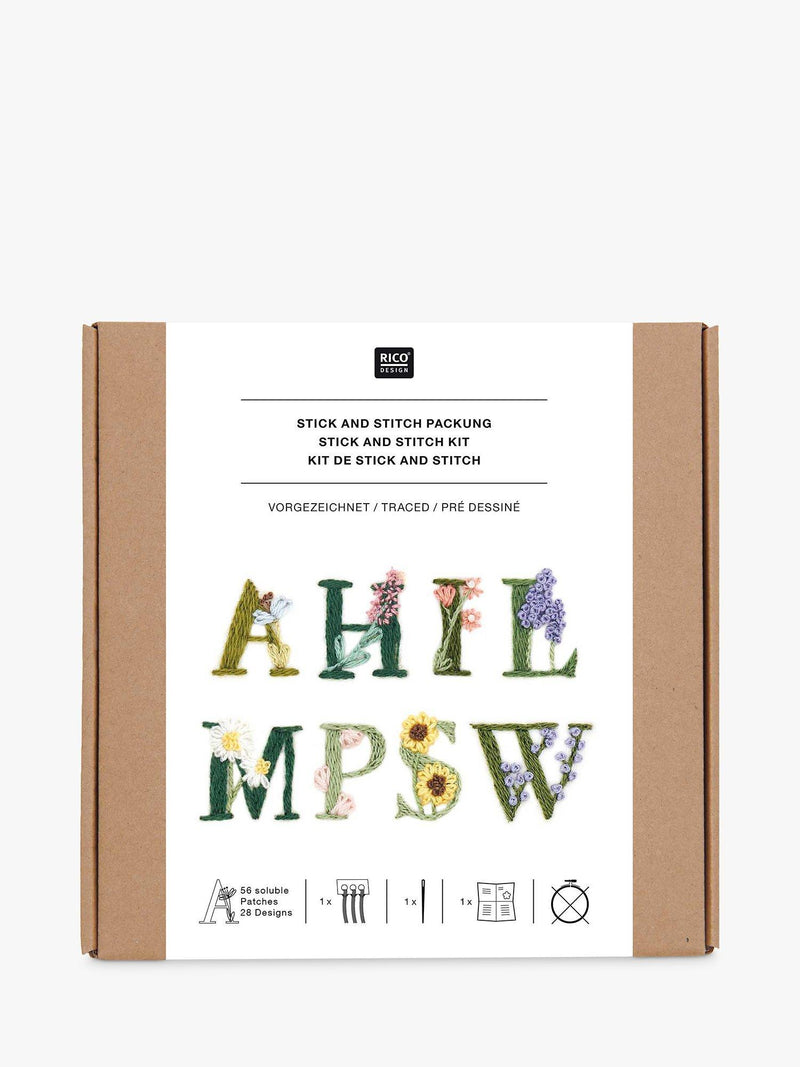 Rico Design Stick & Stitch Floral Alphabet Embroidery Kit 49.70g, imported from the UK