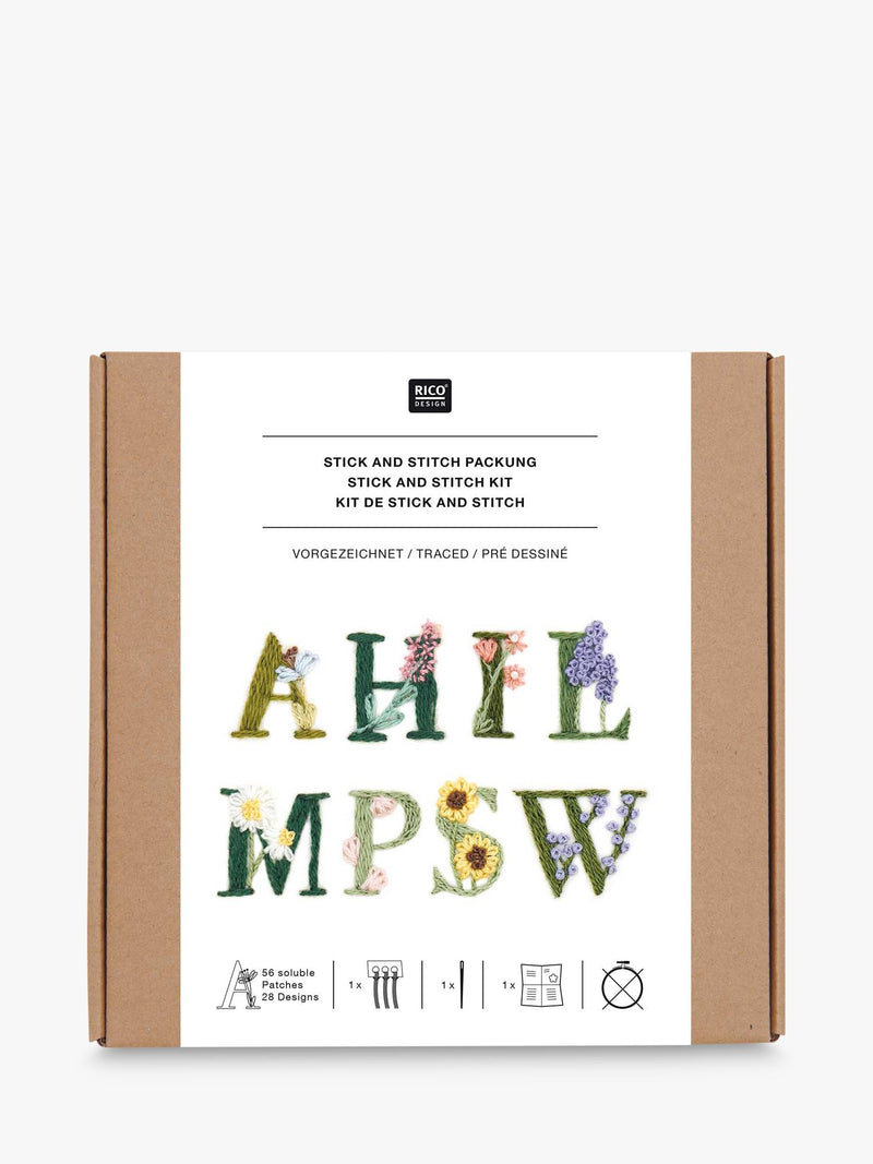 Rico Design Stick & Stitch Floral Alphabet Embroidery Kit 49.70g, imported from the UK