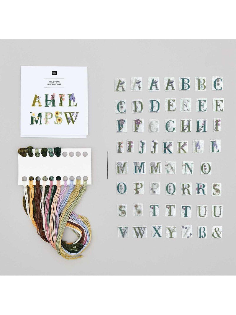 Rico Design Stick & Stitch Floral Alphabet Embroidery Kit 49.70g, imported from the UK