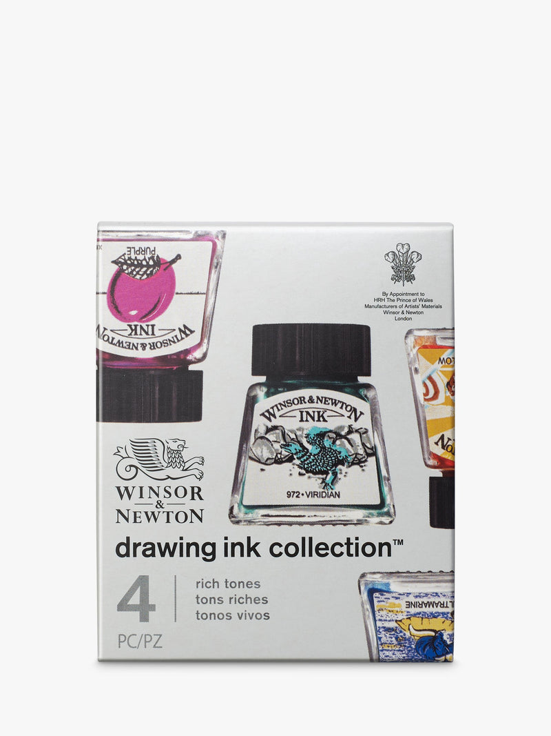 Set of 4 Vibrant Drawing Inks, 14ml Each, for Art Techniques