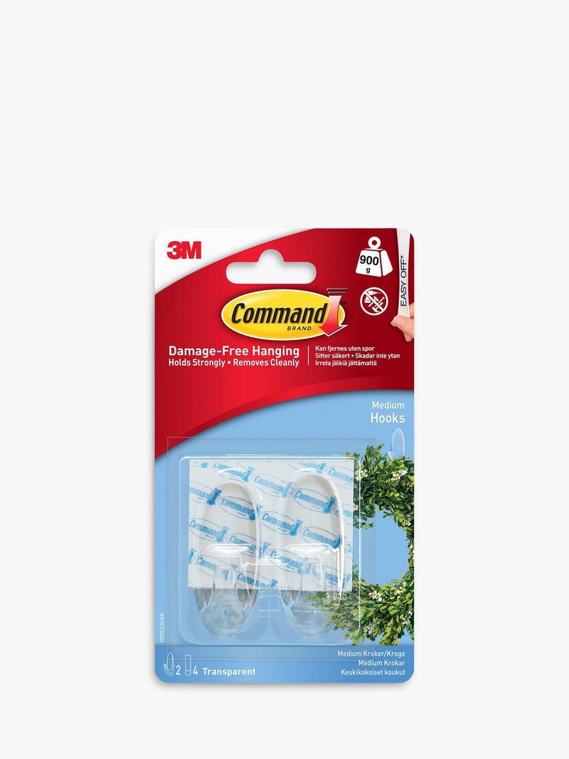 Command Medium Clear Hanging Hooks Pack of 2 900g - British product