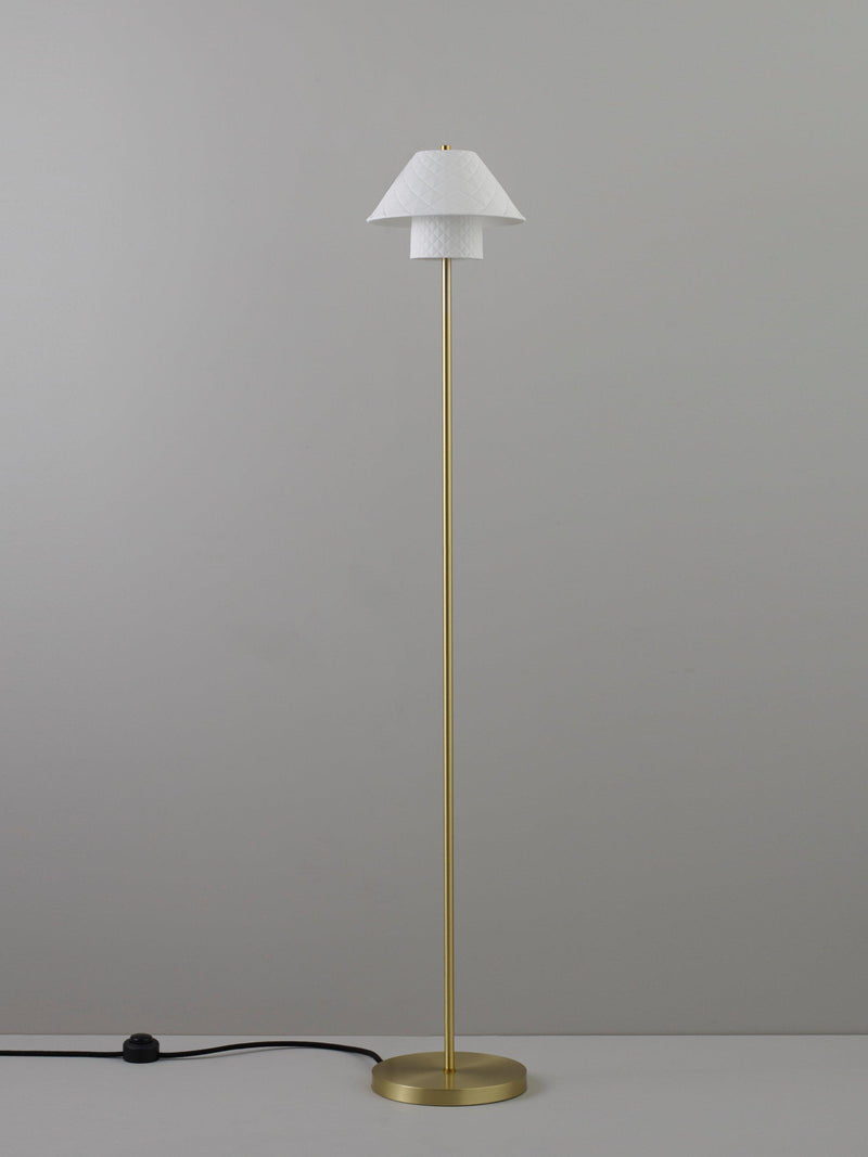 Original BTC Oxford floor lamp bone china satin brass - British product