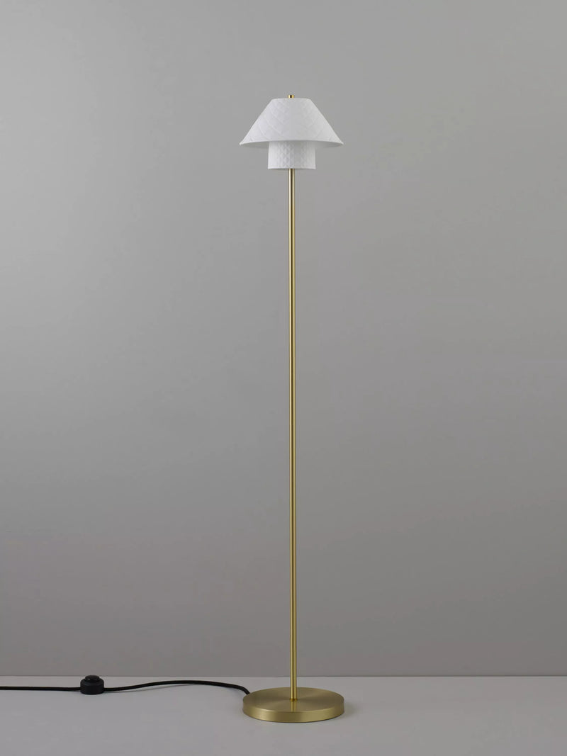 Original BTC Oxford floor lamp bone china satin brass - British product