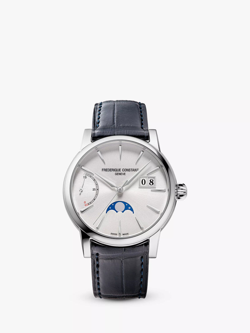 Frederique Constant Classic Power Reserve watch 40mm blue leather strap, UK version