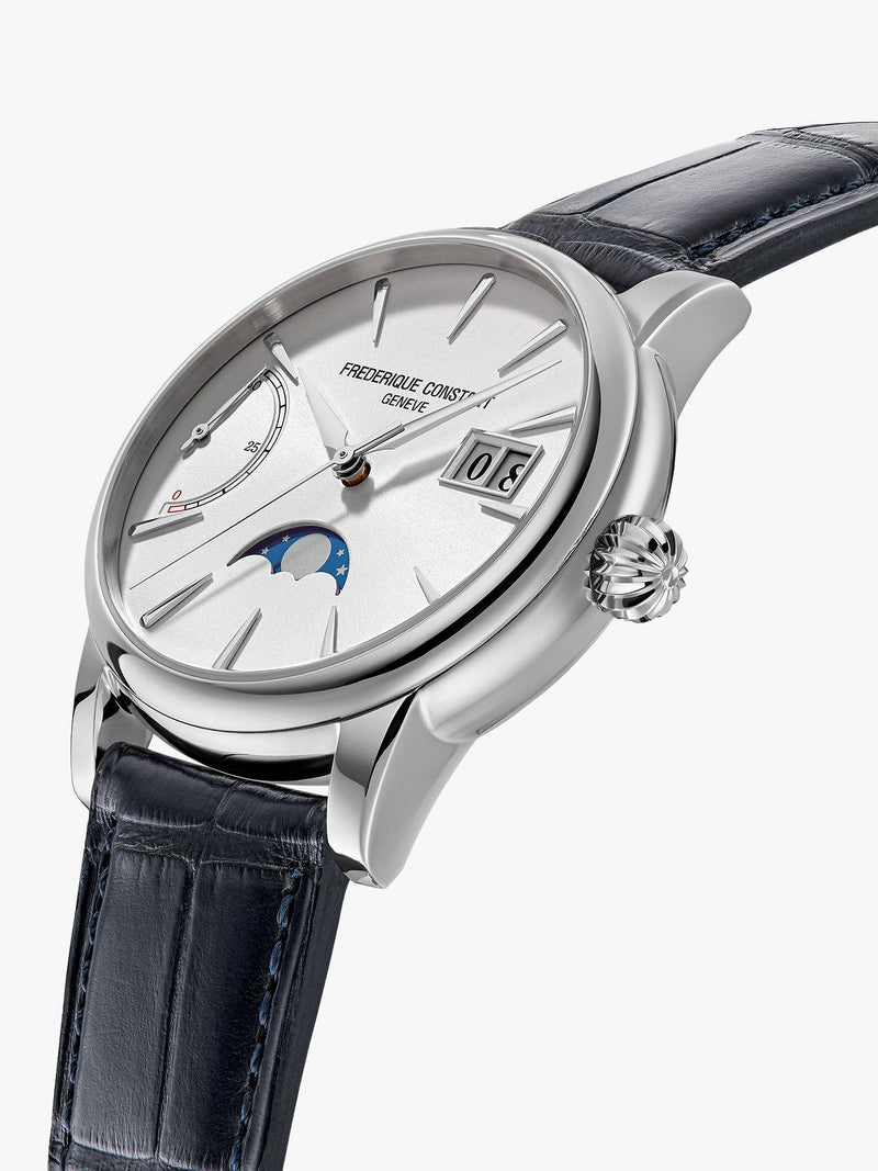 Frederique Constant Classic Power Reserve watch 40mm blue leather strap, UK version