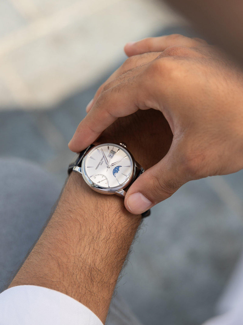 Frederique Constant Classic Power Reserve watch 40mm blue leather strap, UK version