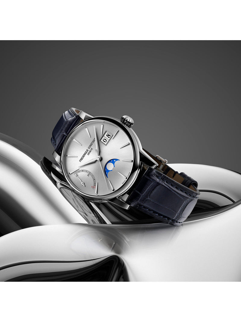 Frederique Constant Classic Power Reserve watch 40mm blue leather strap, UK version