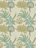 Osborne & Little Ravenala wallpaper with playful plant and shell design, imported from the UK