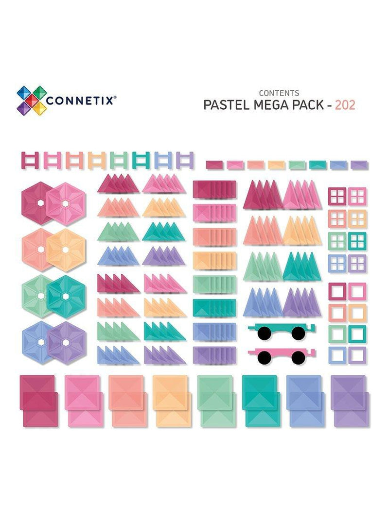 Connetix Pastel Mega Pack 202 piece magnetic tiles, UK version
