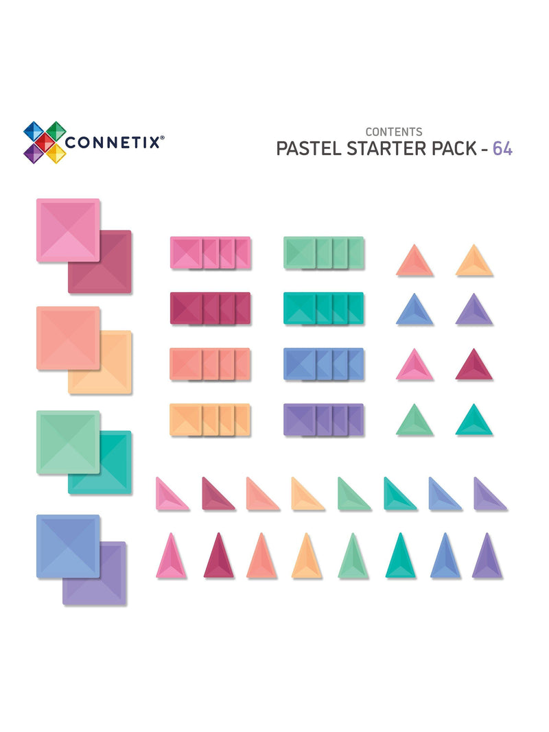 Connetix pastel magnetic tile set 64 piece - British product