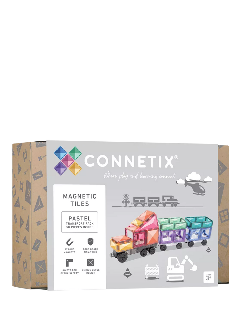 Connetix magnetic tile set pastel transport pack 50 piece (British brand)