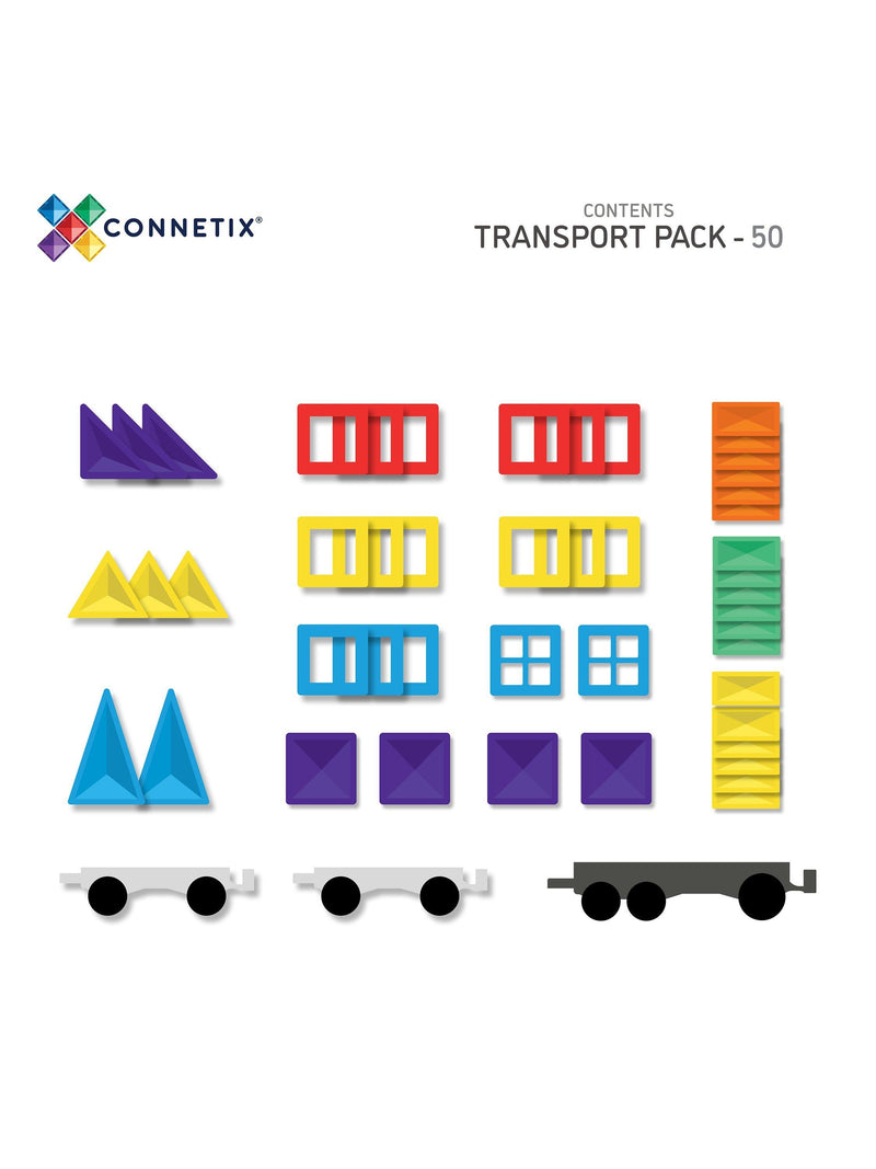 Connetix 50 Piece Transport Pack magnetic tiles (British brand)