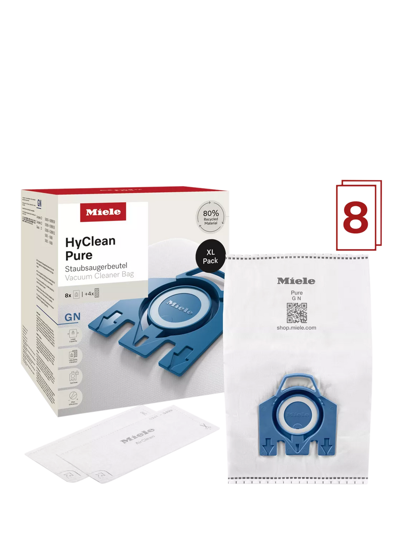 Miele HyClean vacuum dustbags XL-Pack 8 bags (British brand)