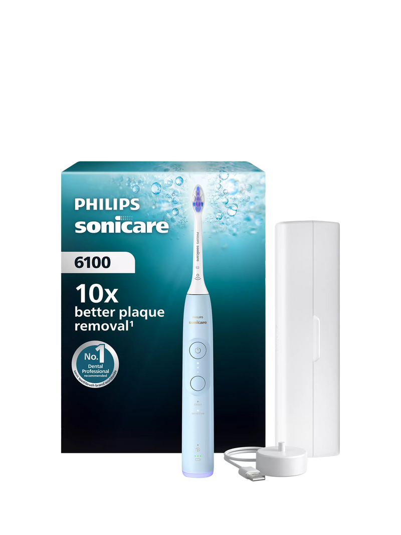 Philips Sonicare 6100 elektrische Zahnbürste S2 Sensitive Bürstenkopf USB-Ladegerät, UK-Version