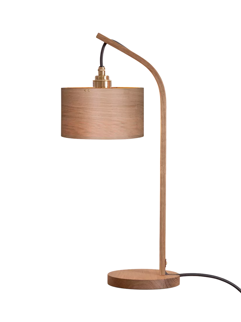 Tom Raffield oak stem table light, handcrafted British design, imported from the UK