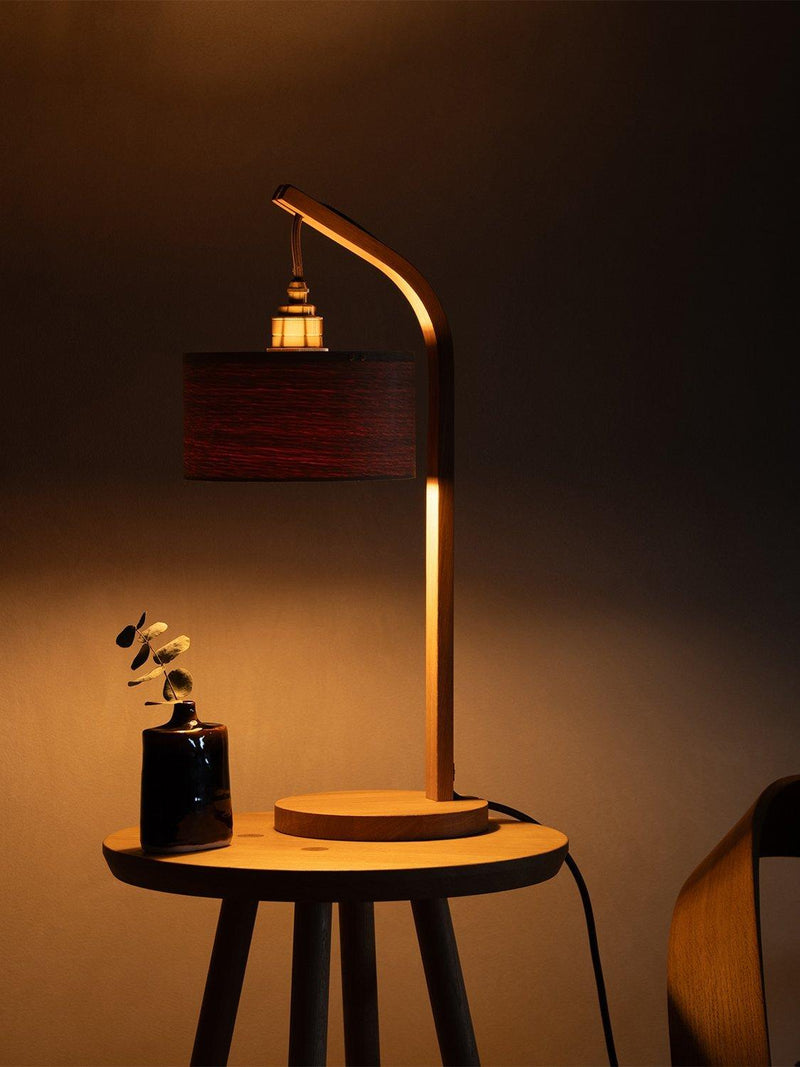 Tom Raffield oak stem table light, handcrafted British design, imported from the UK