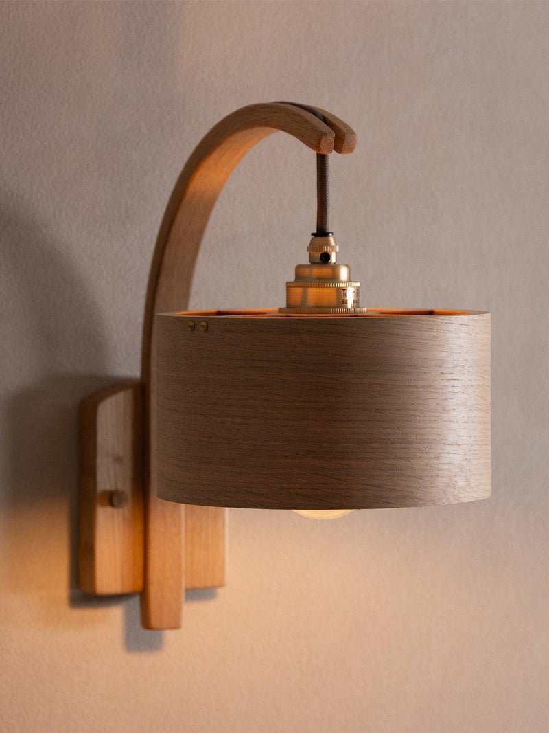 Tom Raffield stem wall light oak, imported from the UK