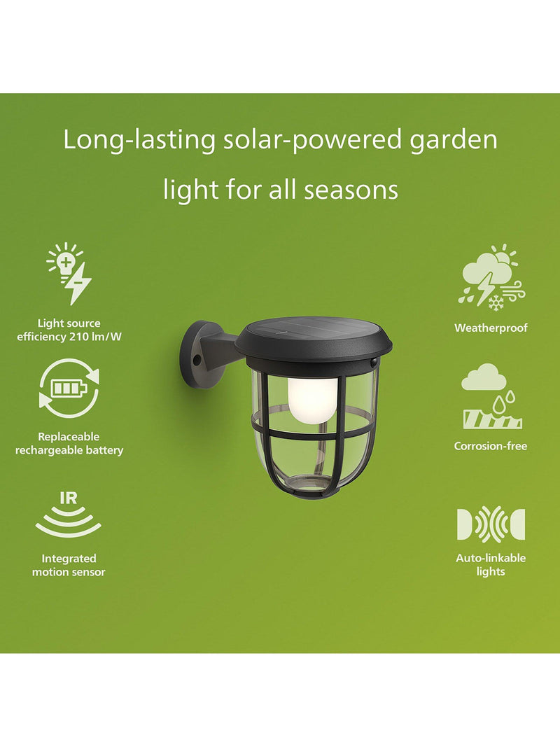 Philips solar wall light with motion sensor, imported from the UK