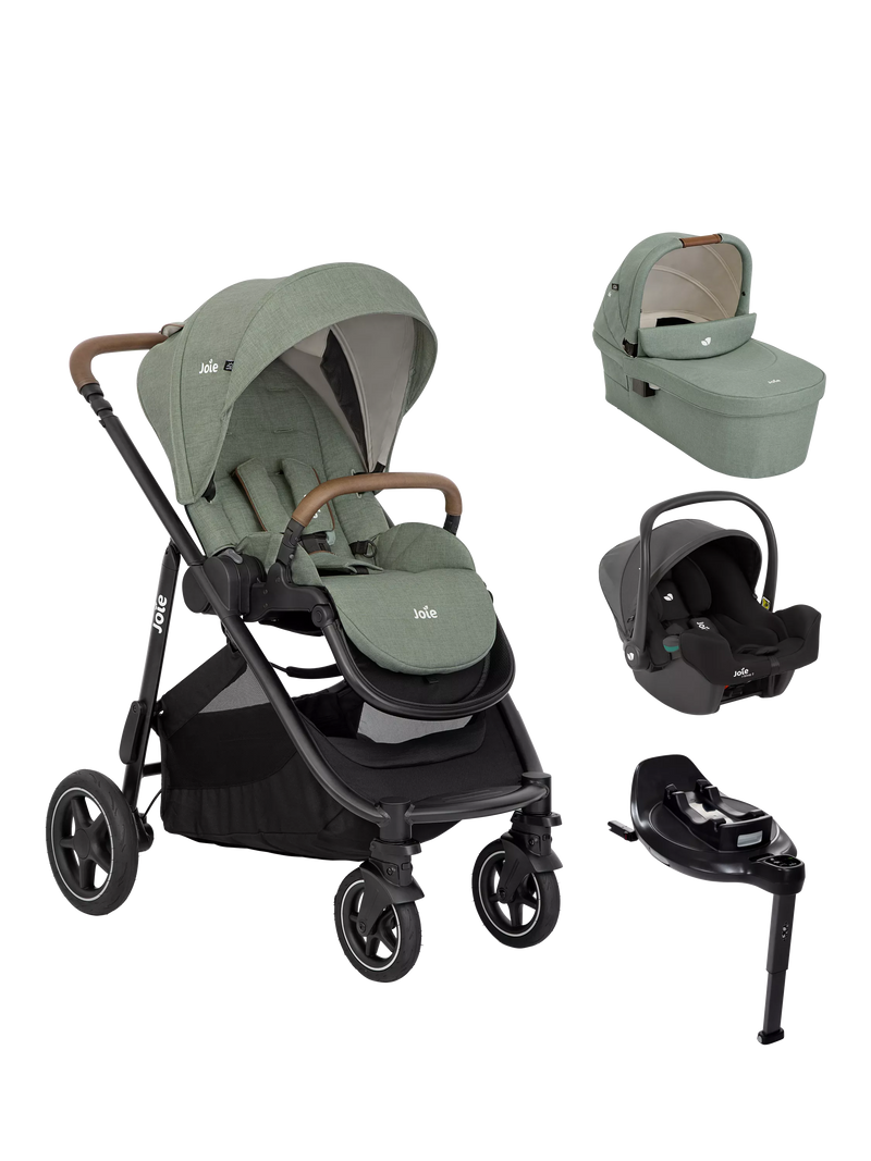 Joie Baby Versatrax Pushchair, Ramble XL Carrycot, i-Snug Car Seat and i-Base On the Go Encore Bundle - McGrocer