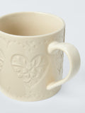 John Lewis Embossed Heart Stoneware Mug 320ml, UK version