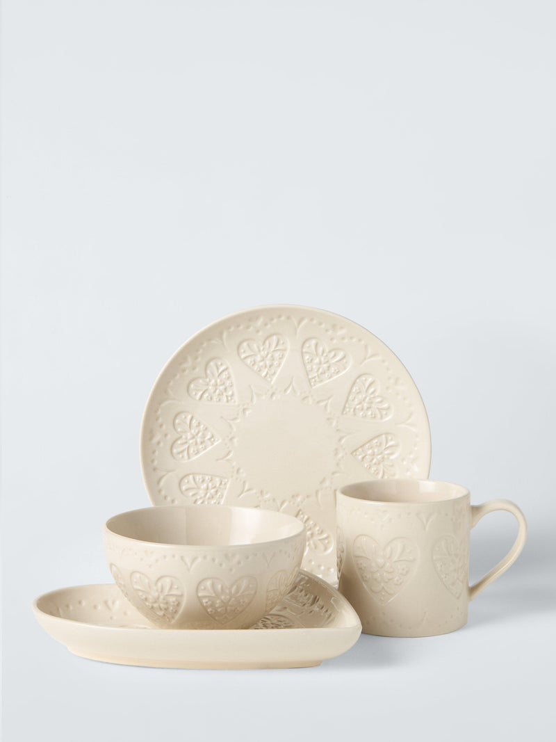 John Lewis Embossed Heart Stoneware Mug 320ml, UK version
