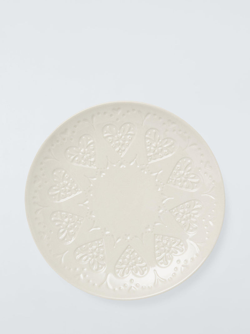 John Lewis stoneware side plate heart embossed 20.5cm, UK version
