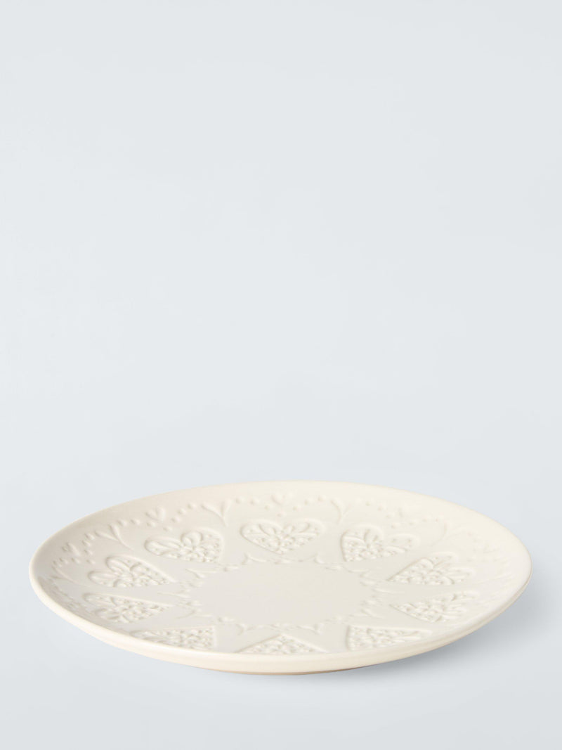 John Lewis stoneware side plate heart embossed 20.5cm, UK version