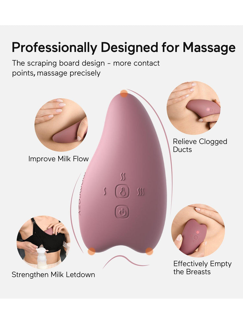 Momcozy warming lactation massager with vibration and heat settings, single unit, imported from the UK