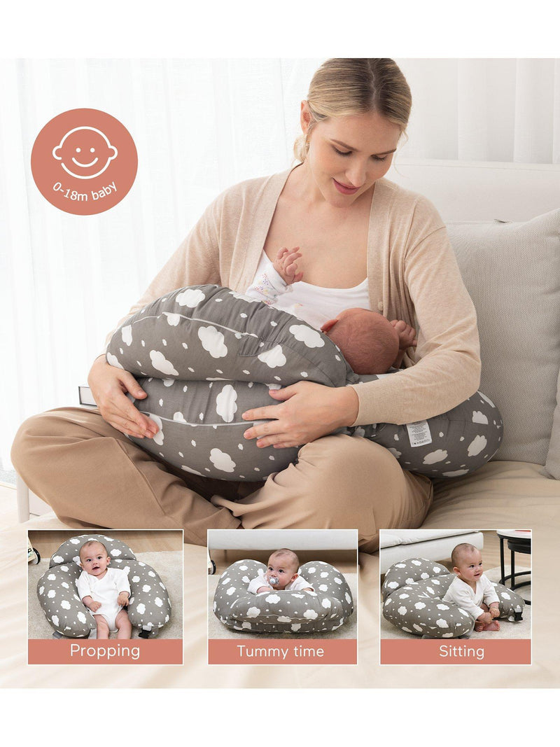 Momcozy adjustable nursing pillow with cotton cover, imported from the UK