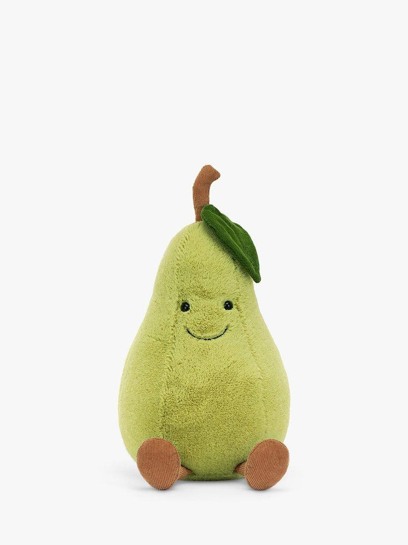 Pear-Shaped Soft Toy with Weighted Base and Green Fur
