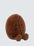 Small Dark Brown Coffee Bean Shaped Soft Toy with Stitched Detail