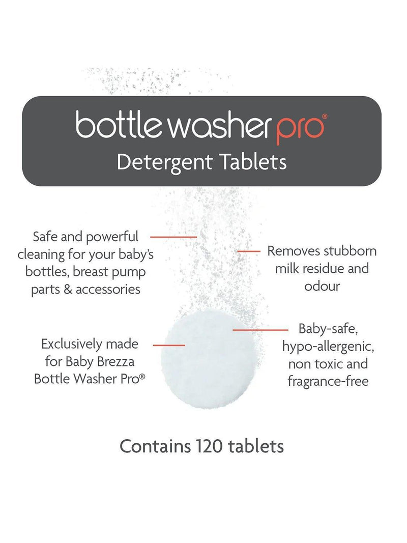 Baby Brezza fragrance-free baby bottle washer detergent tablets, pack of 120 - British product