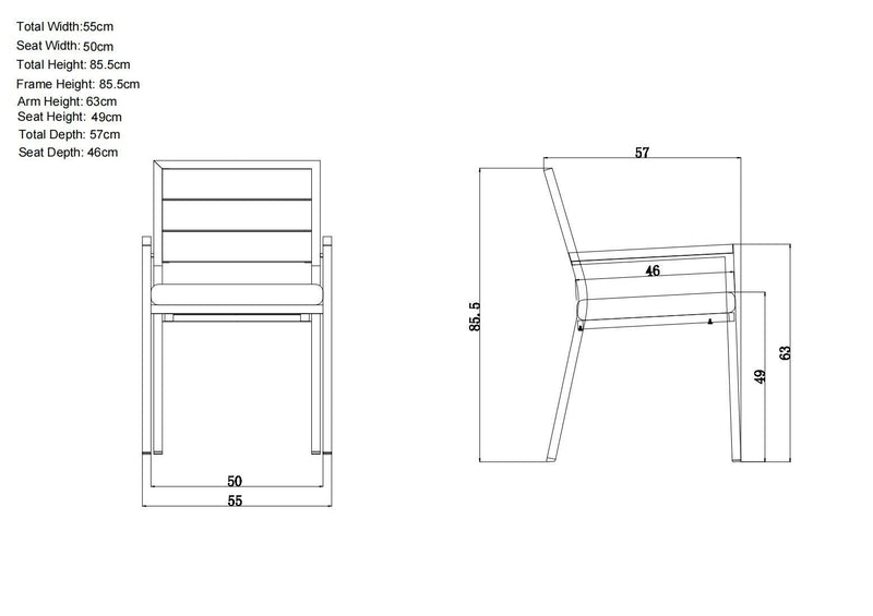 John Lewis Platform garden dining armchair set of 2, UK version