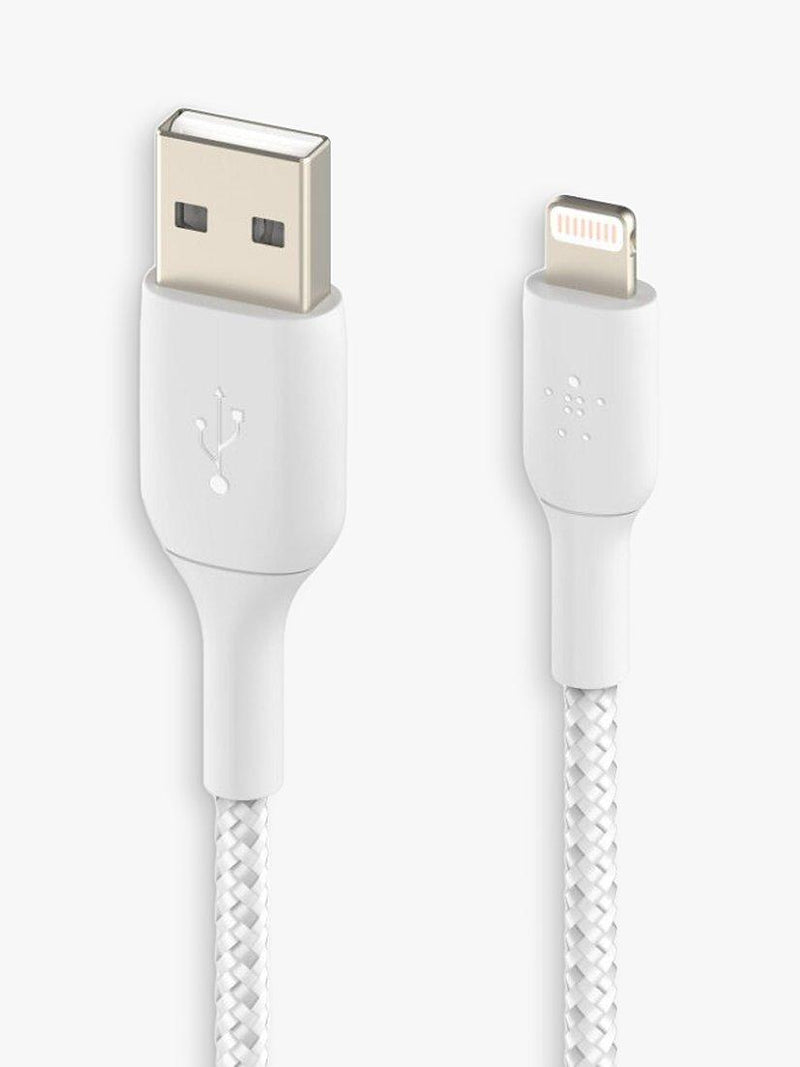Belkin BoostCharge Braided Lightning to USB-A cable 2m white (British brand)