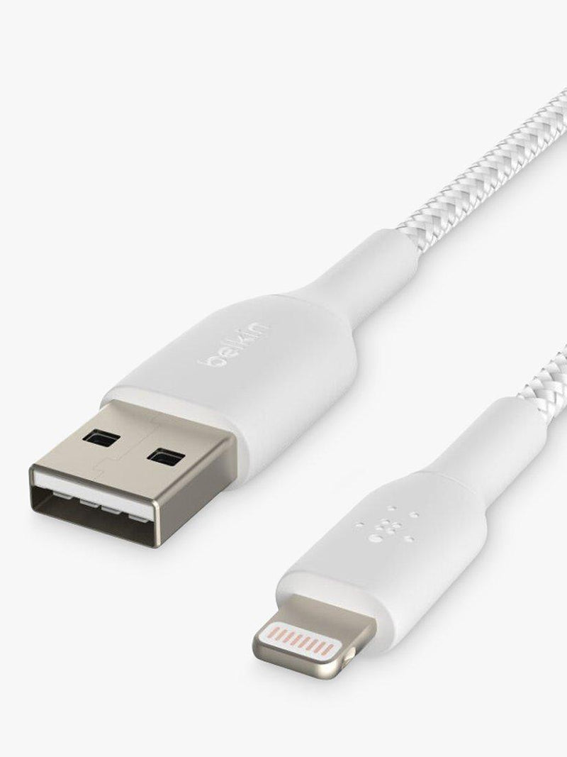 Belkin BoostCharge Braided Lightning to USB-A cable 2m white (British brand)