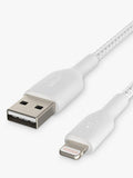 Belkin BoostCharge Braided Lightning to USB-A cable 2m white (British brand)