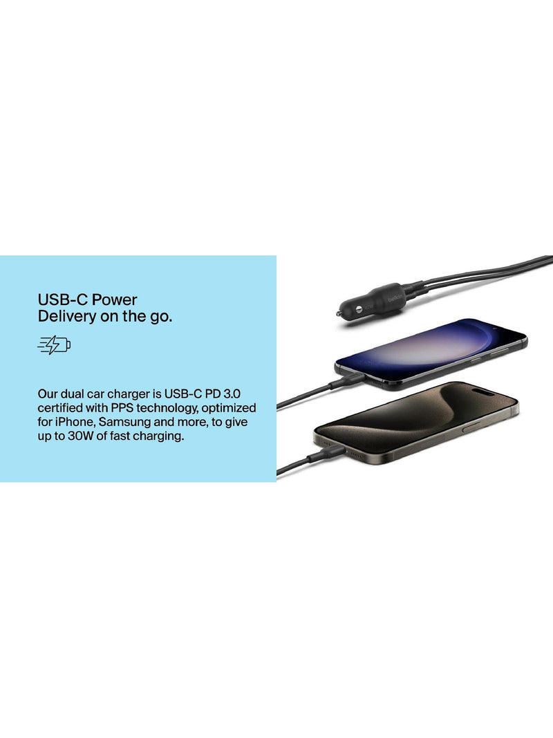 Belkin 42W USB-C Power Delivery dual car charger, UK version