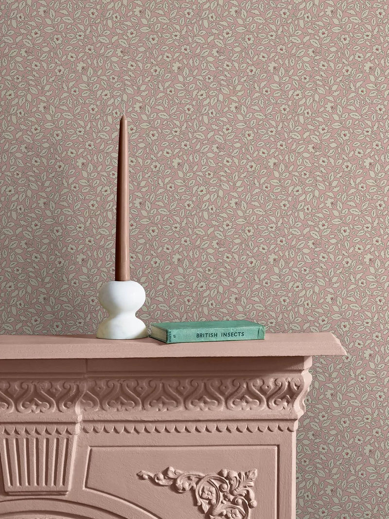 Joules ditsy floral wallpaper soft pink 10mx52cm - British product