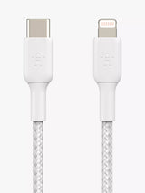 John Lewis Belkin BoostCharge Braided Lightning to USB-C Cable, 1m, White- Buy online at McGrocer