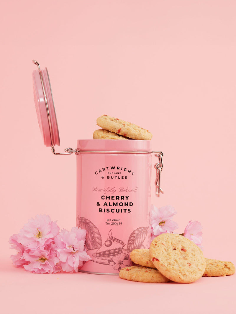 Cartwright & Butler Cherry & Almond Biscuits 200g tin - British product