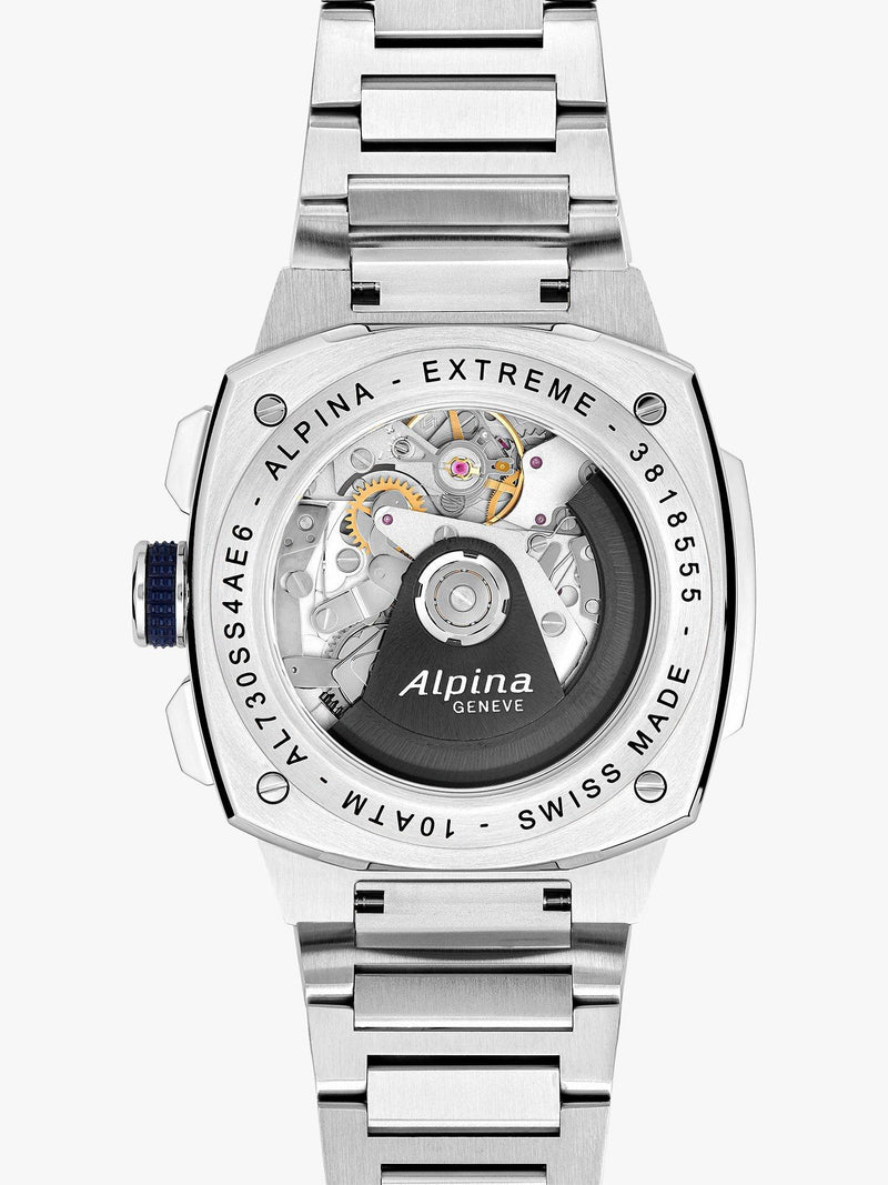 Alpina Alpiner Extreme Chronograph automatic watch navy dial steel bracelet, UK version