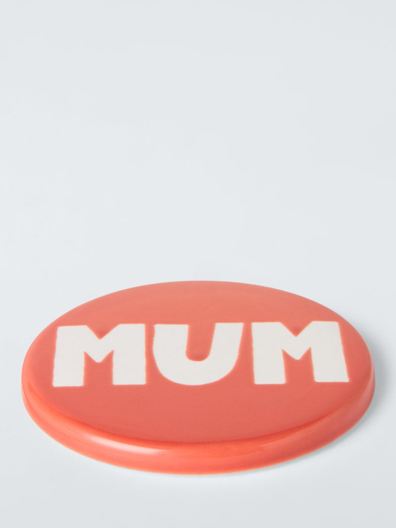 John Lewis stoneware coaster 'Mum' pink 10cm - British product