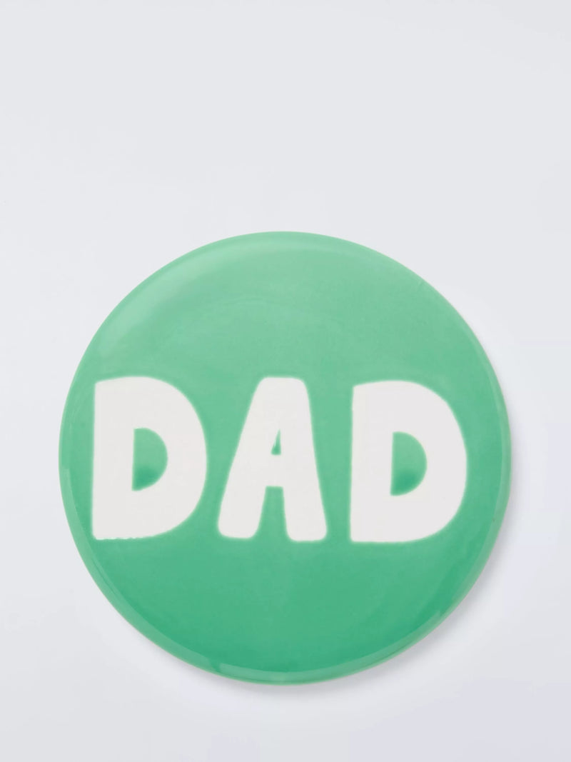 John Lewis stoneware coaster Dad lettering green 10cm, UK version