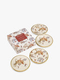 Set of 4 Gold Trimmed Ceramic Coasters with Circus Design