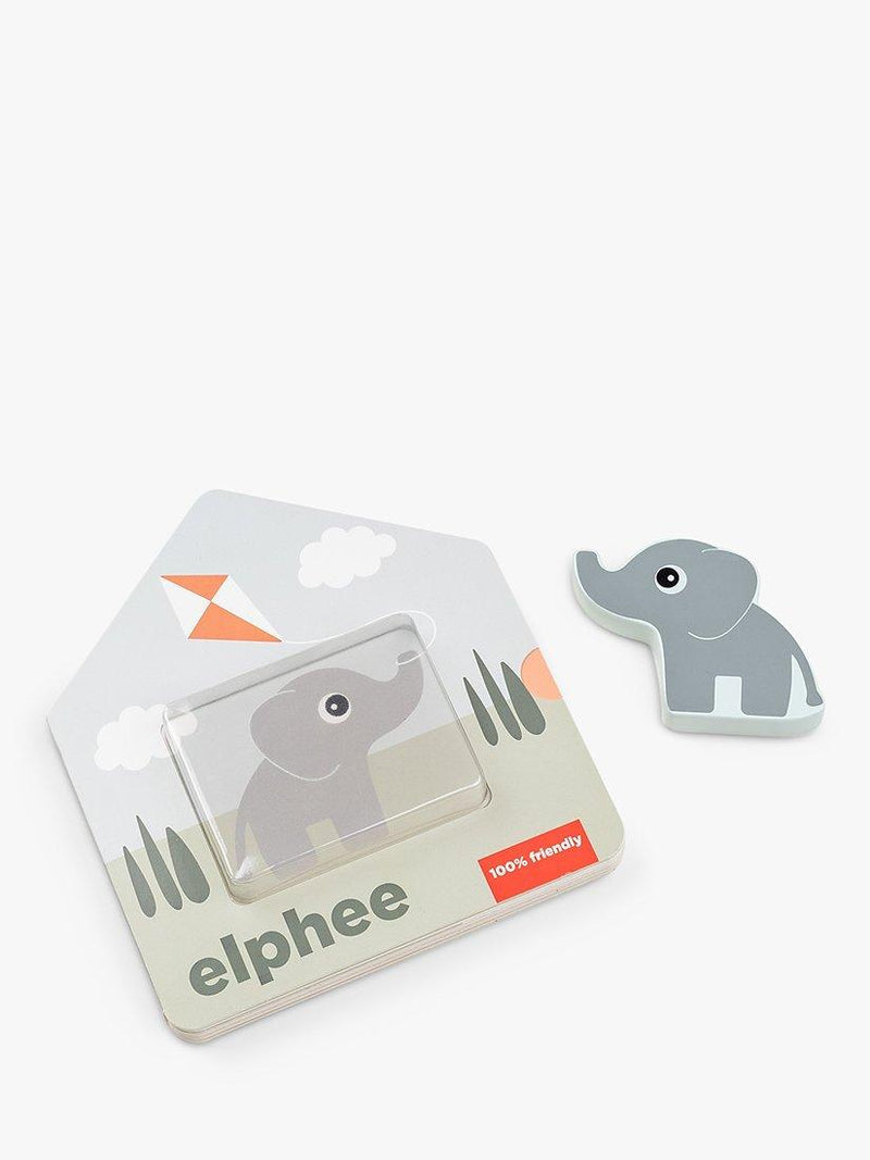 Interactive Elephant Board Book with Wooden Figure for Toddlers