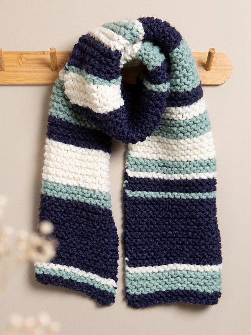 Wool Couture garter stripe scarf knitting kit (British brand)