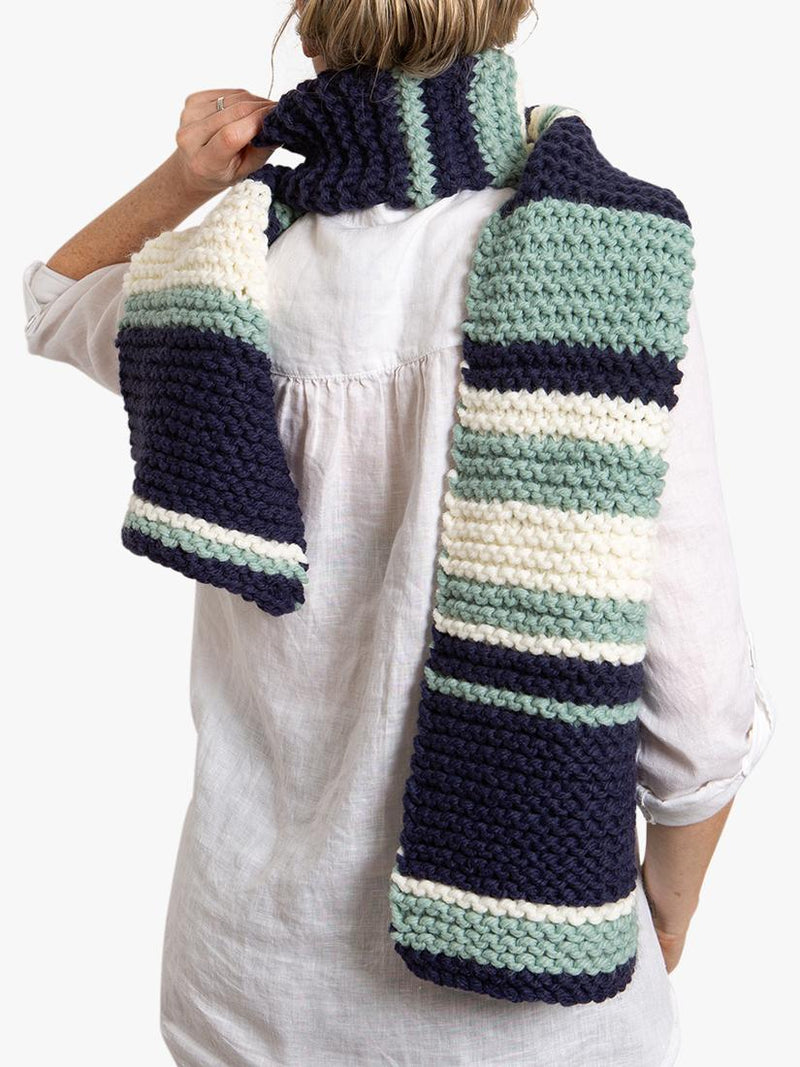 Wool Couture garter stripe scarf knitting kit (British brand)